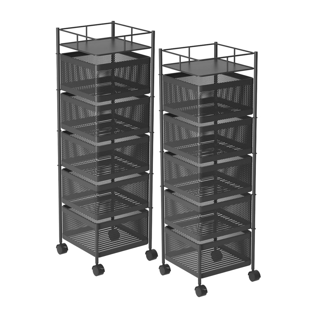 SOGA 2 Tier Steel Square Rotating Kitchen Cart Multi-Functional