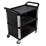 SOGA 3 Tier Covered Food Trolley Food Waste Cart Storage Mechanic Kitchen Black FOODCART1515