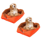 SOGA 2X Orange Dual-purpose Cushion Nest Cat Dog Bed Warm Plush Kennel Mat Pet Home Travel CARPETBAG02X2