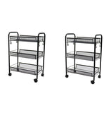 SOGA 2X 3 Tier Steel Black Bee Mesh Kitchen Cart Multi-Functional Shelves Portable Storage Organizer KITCHENXY036X2