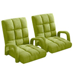 SOGA 2X Foldable Lounge Cushion Adjustable Floor Lazy Recliner Chair with Armrest Yellow Green LOUNGEARMYELLOWX2