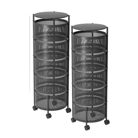 SOGA 2X 5 Tier Steel Round Rotating Kitchen Cart Multi-Functional Shelves Portable Storage Organizer KITCHENXY017X2