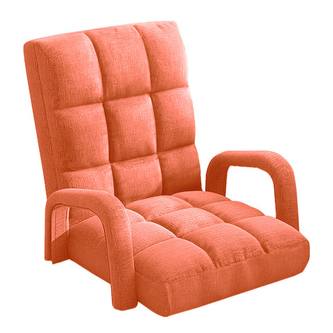 SOGA Foldable Lounge Cushion Adjustable Floor Lazy Recliner Chair with Armrest Orange LOUNGEARMORANGE