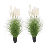 SOGA 2X 110cm Artificial Indoor Potted Reed Bulrush Grass Tree Fake Plant Simulation Decorative APLANTFH6022X2