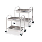 SOGA 2X 2 Tier 75x40x83cm Stainless Steel Kitchen Trolley Bowl Collect Service Food Cart Small FOODCART1203X2