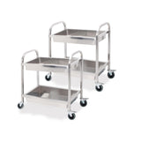 SOGA 2X 2 Tier 75x40x83cm Stainless Steel Kitchen Trolley Bowl Collect Service Food Cart Small FOODCART1203X2