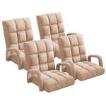 SOGA 4X Foldable Lounge Cushion Adjustable Floor Lazy Recliner Chair with Armrest Khaki LOUNGEARMKHAKIX4