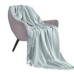 SOGA Grey Acrylic Knitted Throw Blanket Solid Fringed Warm Cozy Woven Cover Couch Bed Sofa Home BLANKET907