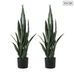 SOGA 2X 95cm Sansevieria Snake Artificial Plants with Black Plastic Planter Greenery, Home Office APLANTFH9510X2