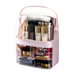 SOGA 3 Tier Pink Countertop Makeup Cosmetic Storage Organiser Skincare Holder Jewelry Storage Box BATHC104