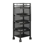 SOGA 4 Tier Steel Square Rotating Kitchen Cart Multi-Functional Shelves Portable Storage Organizer KITCHENXY020