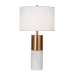 SOGA 60cm White Marble Bedside Modern Desk Table Lamp Living Room Shade with Cylinder Base TABLELAMPH60