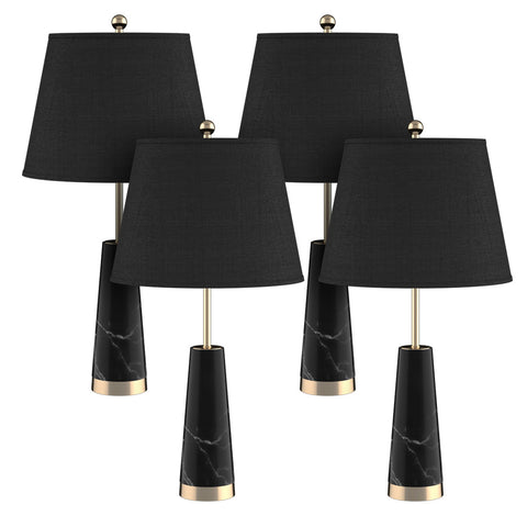 SOGA 4X 68cm Black Marble Bedside Desk Table Lamp Living Room Shade with Cone Shape Base TABLELAMPG68X4