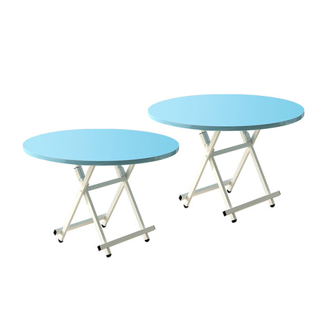 SOGA 2X Blue Dining Table Portable Round Surface Space Saving Folding Desk Home Decor TABLERD724X2