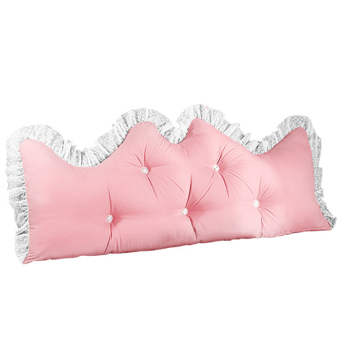 SOGA 180cm Pink Princess Bed Pillow Headboard Backrest Bedside Tatami Sofa Cushion with Ruffle Lace PILLOWSLK180PINK