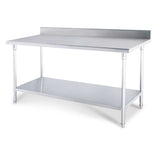 SOGA Commercial Catering Kitchen Stainless Steel Prep Work Bench Table with Back-splash 150*70*85cm WORKBENCHSS2004150CM