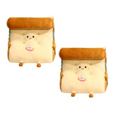 SOGA 2X Smiley Face Toast Bread Wedge Cushion Stuffed Plush Cartoon Back Support Pillow Home Decor SCUSHION021X2