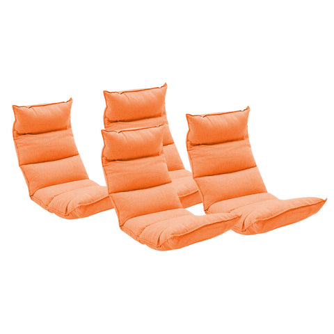 SOGA 4X Foldable Tatami Floor Sofa Bed Meditation Lounge Chair Recliner Lazy Couch Orange LOUNGELEATHERORANGEX4