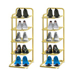 SOGA 2X 5 Tier Gold Plated Metal Shoe Organizer Space Saving Portable Footwear Storage Shelf FPOTXJ12X2