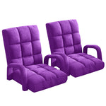 SOGA 2X Foldable Lounge Cushion Adjustable Floor Lazy Recliner Chair with Armrest Purple LOUNGEARMPURPLEX2