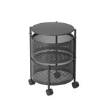 SOGA 2 Tier Steel Round Rotating Kitchen Cart Multi-Functional Shelves Portable Storage Organizer KITCHENXY014