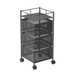 SOGA 3 Tier Steel Square Rotating Kitchen Cart Multi-Functional Shelves Portable Storage Organizer KITCHENXY019