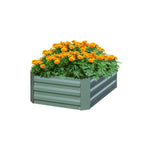 SOGA 100cm Square Galvanised Raised Garden Bed Vegetable Herb Flower Outdoor Planter Box METALBGRE511