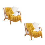 SOGA 2X Yellow Diamond Pattern Knitted Throw Blanket Warm Cozy Woven Cover Couch Bed Sofa Home Decor BLANKET901X2