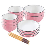 SOGA Pink Japanese Style Ceramic Dinnerware Crockery Soup Bowl Plate Server Kitchen Home Decor Set BOWLG119