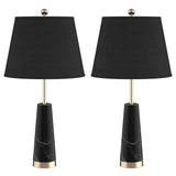 SOGA 2X 68cm Black Marble Bedside Desk Table Lamp Living Room Shade with Cone Shape Base TABLELAMPG68X2