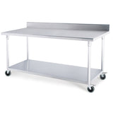 SOGA 100cm Commercial Catering Kitchen Stainless Steel Prep Work Bench Table with Backsplash and WORKBENCHSS8002100CM