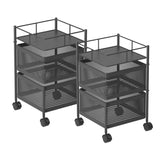 SOGA 2X 2 Tier Steel Square Rotating Kitchen Cart Multi-Functional Shelves Portable Storage KITCHENXY018X2