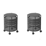 SOGA 2X 2 Tier Steel Round Rotating Kitchen Cart Multi-Functional Shelves Portable Storage Organizer KITCHENXY014X2