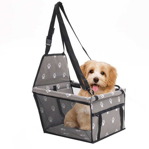 SOGA Waterproof Pet Booster Car Seat Breathable Mesh Safety Travel Portable Dog Carrier Bag Grey CARPETBAG013GREY