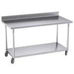 SOGA 150cm Commercial Catering Kitchen Stainless Steel Prep Work Bench Table with Backsplash and WORKBENCHSS8004150CM