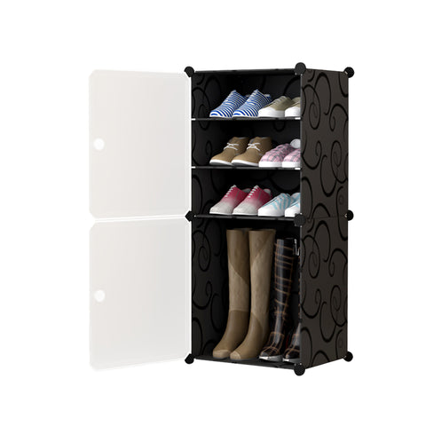 SOGA 4 Tier Shoe Rack Organizer Sneaker Footwear Storage Stackable Stand Cabinet Portable Wardrobe SHOEBOX100