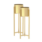 SOGA 2X 90cm Gold Metal Plant Stand with Flower Pot Holder Corner Shelving Rack Indoor Display FPOTH77GLDX2