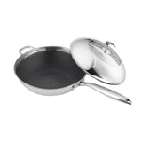 SOGA 18/10 Stainless Steel Fry Pan 32cm Frying Pan Top Grade Non Stick Interior Skillet with Helper TRIFPT32