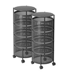 SOGA 2X 4 Tier Steel Round Rotating Kitchen Cart Multi-Functional Shelves Portable Storage Organizer KITCHENXY016X2