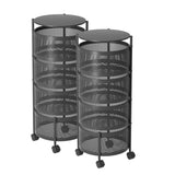 SOGA 2X 4 Tier Steel Round Rotating Kitchen Cart Multi-Functional Shelves Portable Storage Organizer KITCHENXY016X2