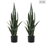 SOGA 2X 97cm Sansevieria Snake Artificial Plants with Black Plastic Planter Greenery, Home Office APLANTFH9712X2