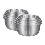 SOGA 2X Stainless Steel Nesting Basin Colander Perforated Kitchen Sink Washing Bowl Metal Basket BOWL621X2