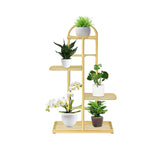 SOGA 4 Tier 5 Pots Gold Metal Plant Stand Flowerpot Display Shelf Rack Indoor Home Office Decor FPOTH12