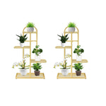 SOGA 2X 4 Tier 5 Pots Gold Metal Plant Stand Flowerpot Display Shelf Rack Indoor Home Office Decor FPOTH12X2