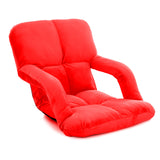 SOGA Foldable Lounge Cushion Adjustable Floor Lazy Recliner Chair with Armrest Red LOUNGEKIDRED