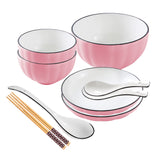 SOGA Pink Japanese Style Ceramic Dinnerware Crockery Soup Bowl Plate Server Kitchen Home Decor Set BOWLG113