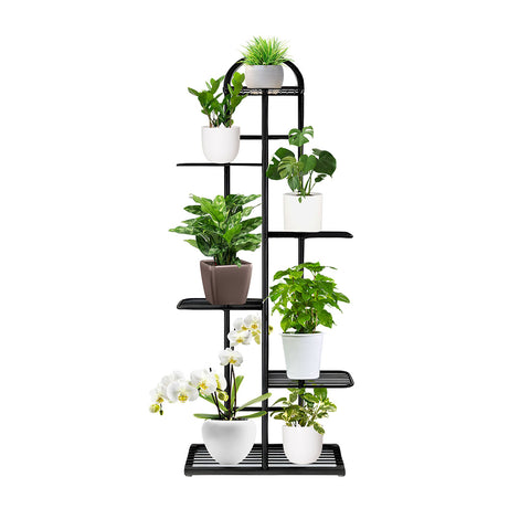 SOGA 6 Tier 7 Pots Black Metal Plant Stand Flowerpot Display Shelf Rack Indoor Home Office Decor FPOTH04