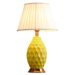 SOGA Textured Ceramic Oval Table Lamp with Gold Metal Base Yellow TABLELAMP180YELLOW