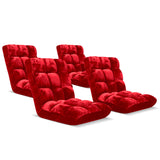 SOGA 4X Floor Recliner Folding Lounge Sofa Futon Couch Folding Chair Cushion Red LOUNGECHAIRREDX4