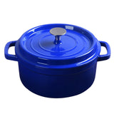 SOGA Cast Iron 24cm Enamel Porcelain Stewpot Casserole Stew Cooking Pot With Lid 3.6L Blue STEWPOT24CMBLUE